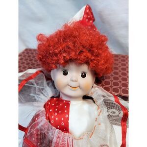 Vintage Montgomery Ward Porcelain Clown Doll 14" Original Box & Tag